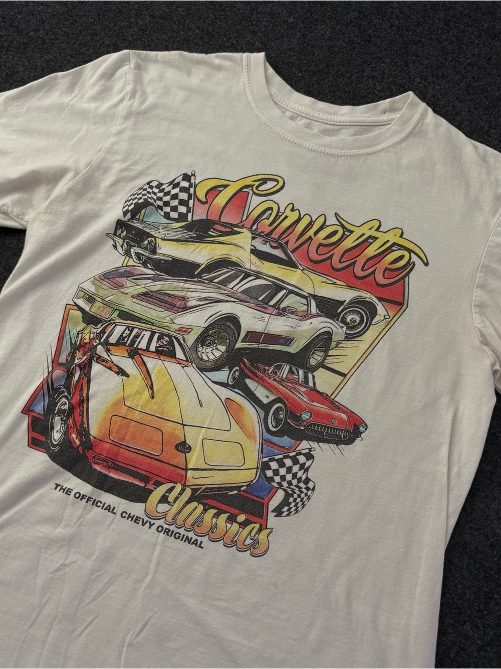 Chevy Corvette Hot Rod Graphic Tee Shirt - Mens M - Chemisty - White